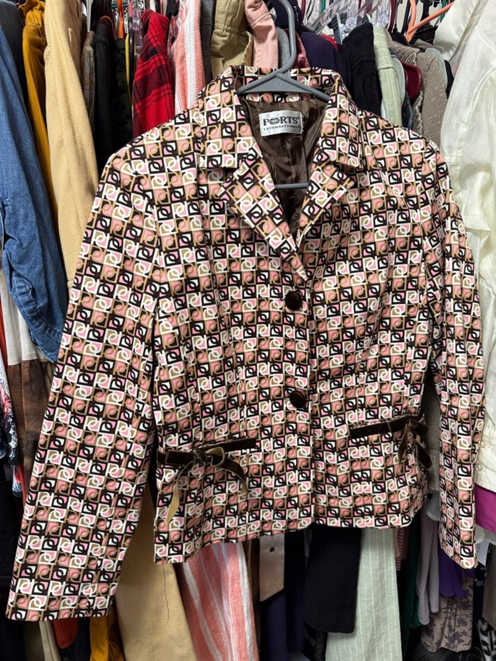 Ports 1961 Pink and Brown Geometric Blazer